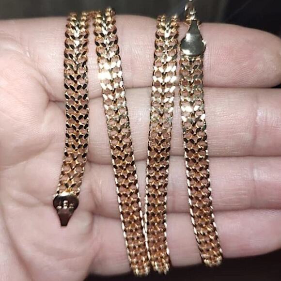 Rose Gold 6mm Double Weaving Chain Link Necklace - Picture 4 of 5